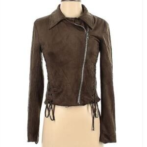 Olivaceous Faux Suede Moto Jacket Size Small